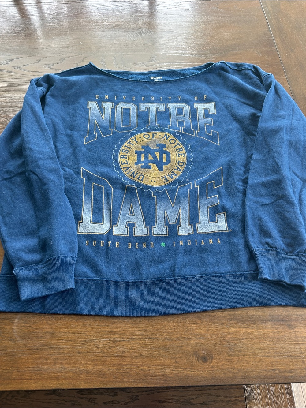 Hollister Navy Blue Notre Dame Logo Sweatshirt